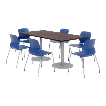Kfi KFI Table & Chair Set, 72"Lx36"W, Espresso Table With Navy Chairs OLTFL3672RA-B1922-SL-7933K-OL2700-P03